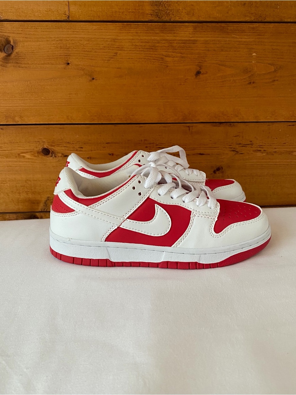 Red and White Nike Dunk Low